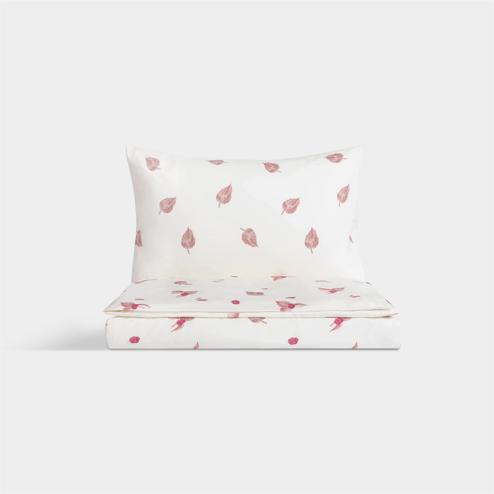 Silk Blended Bed Linen Set - Feuilles Rouge