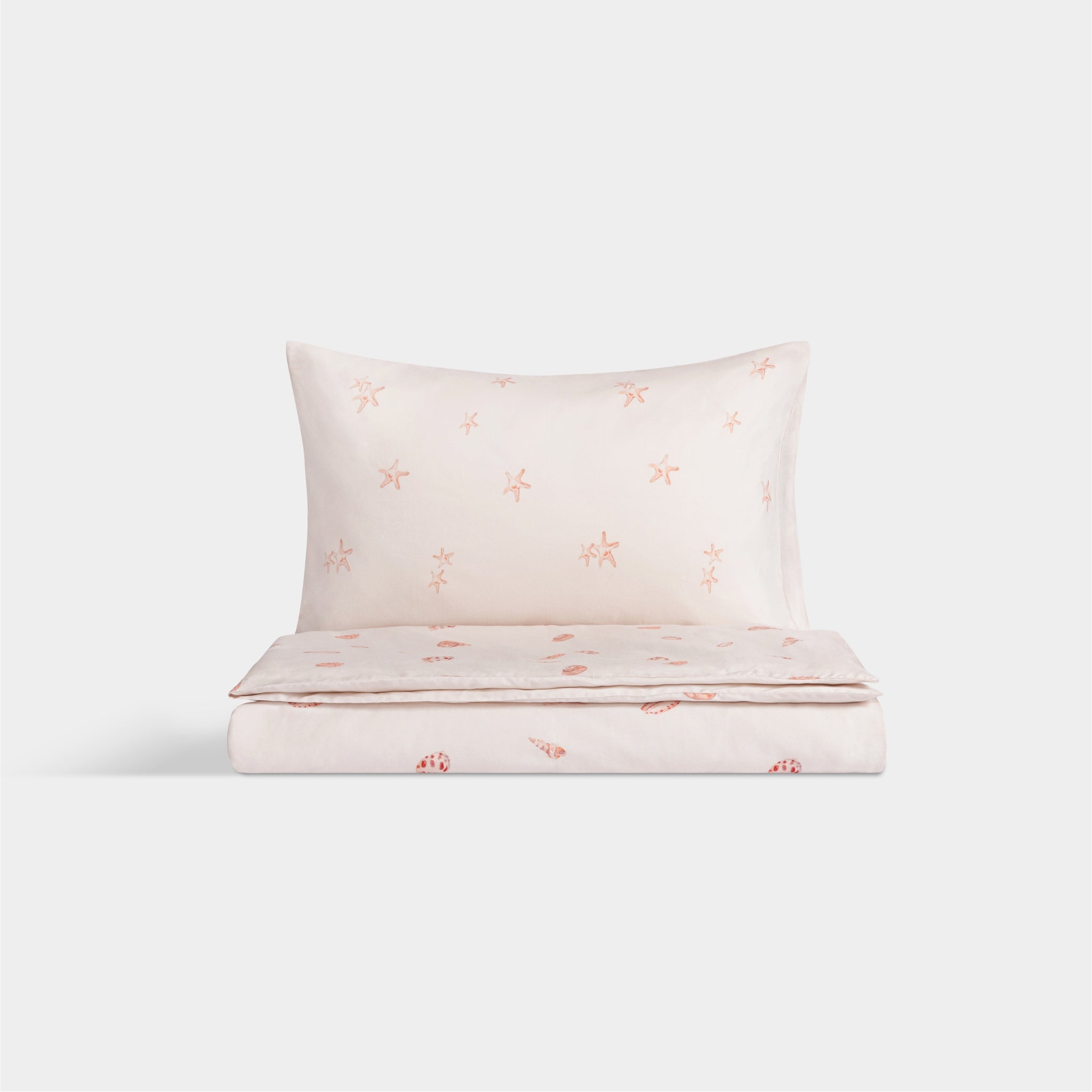 Silk Blended Bed Linen Set - Coquillages en Rose Pâle