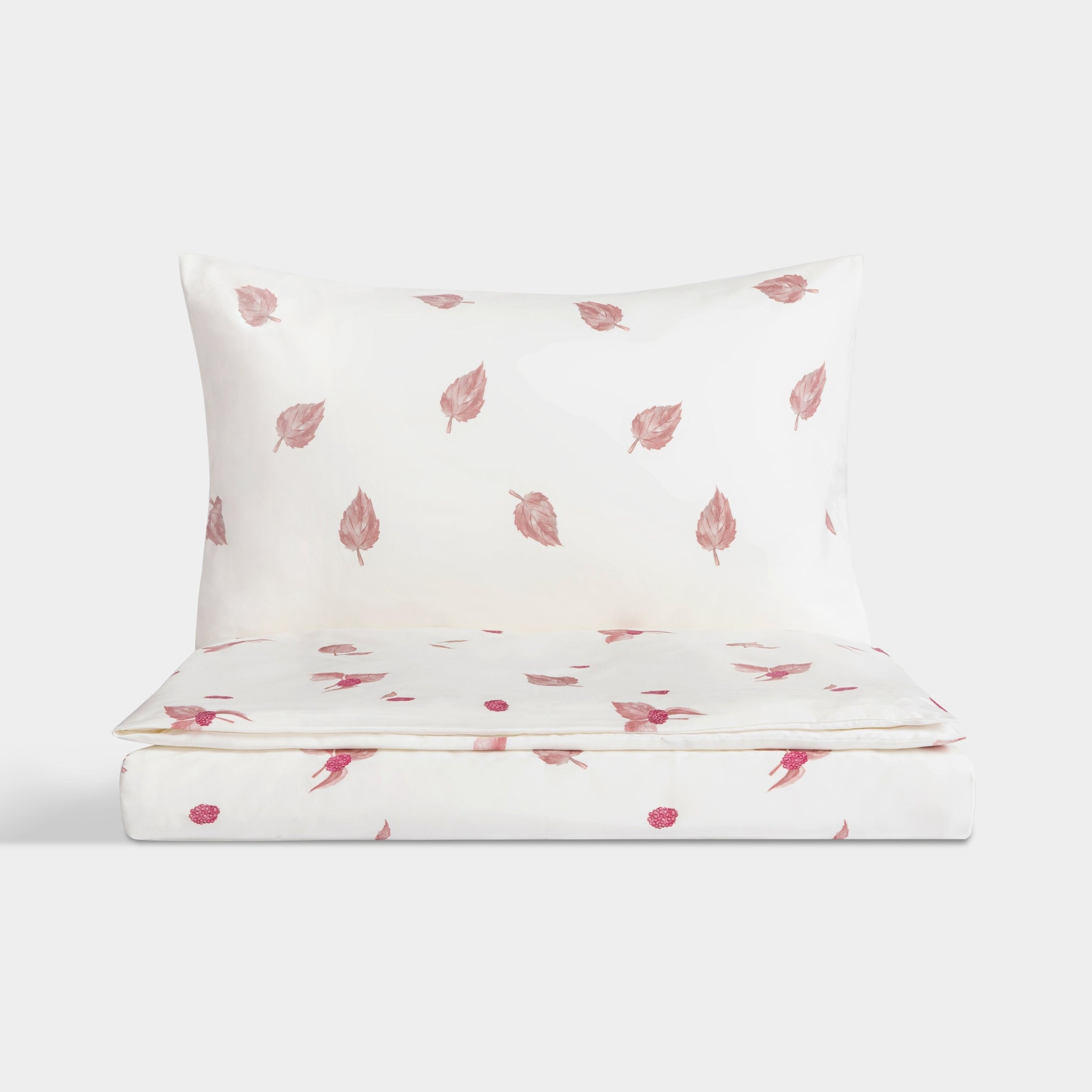 Silk Blended Bed Linen Set - Feuilles Rouge