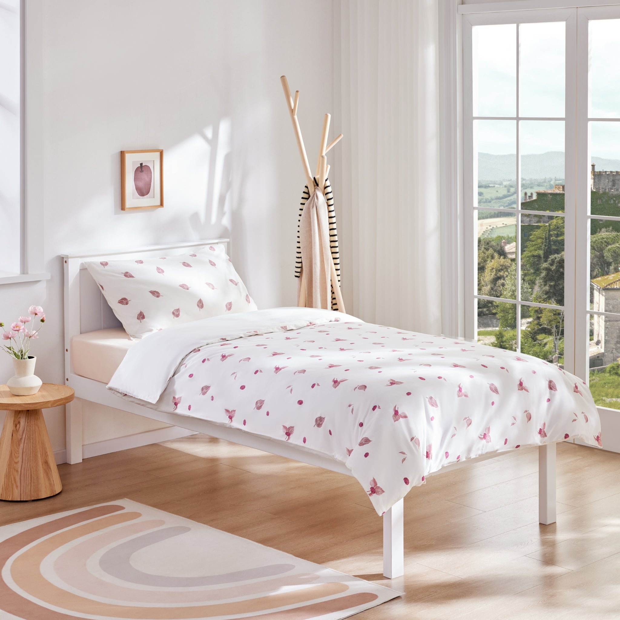 Silk Blended Bed Linen Set - Feuilles Rouge