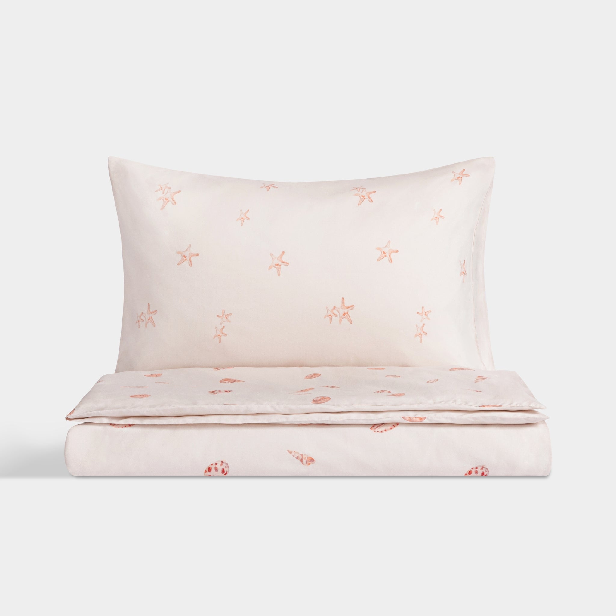Silk Blended Bed Linen Set - Coquillages en Rose Pâle