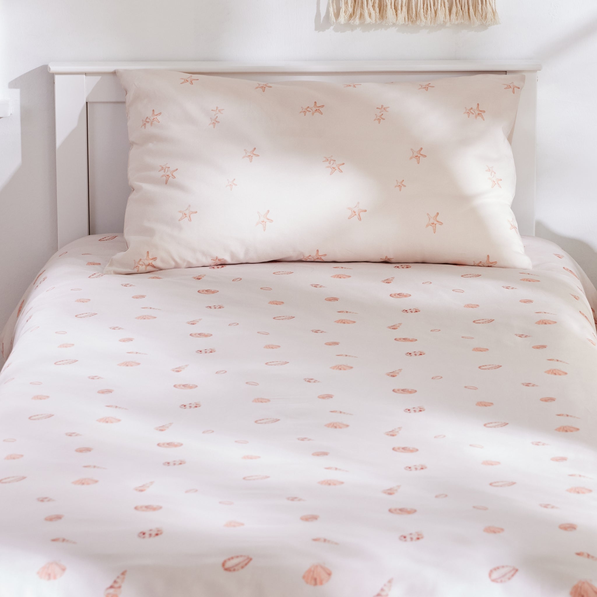 Silk Blended Bed Linen Set - Coquillages en Rose Pâle