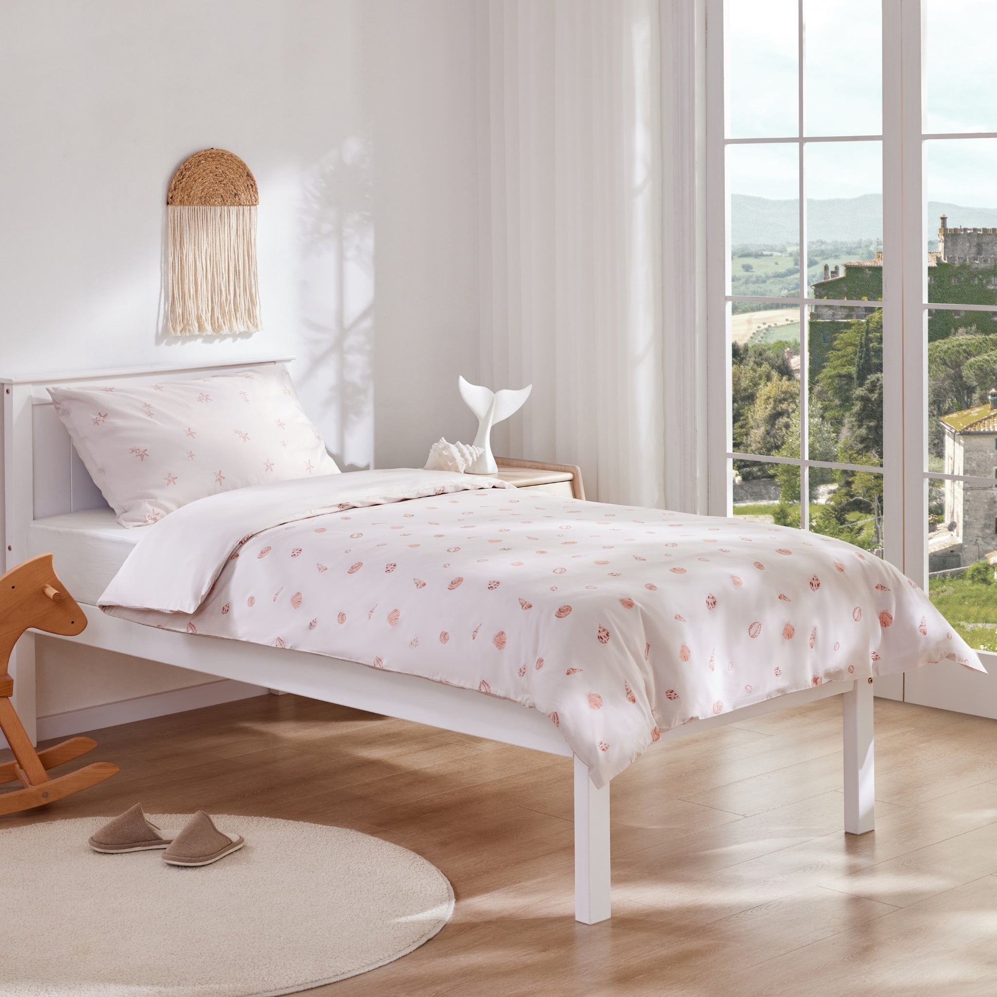 Silk Blended Bed Linen Set - Coquillages en Rose Pâle