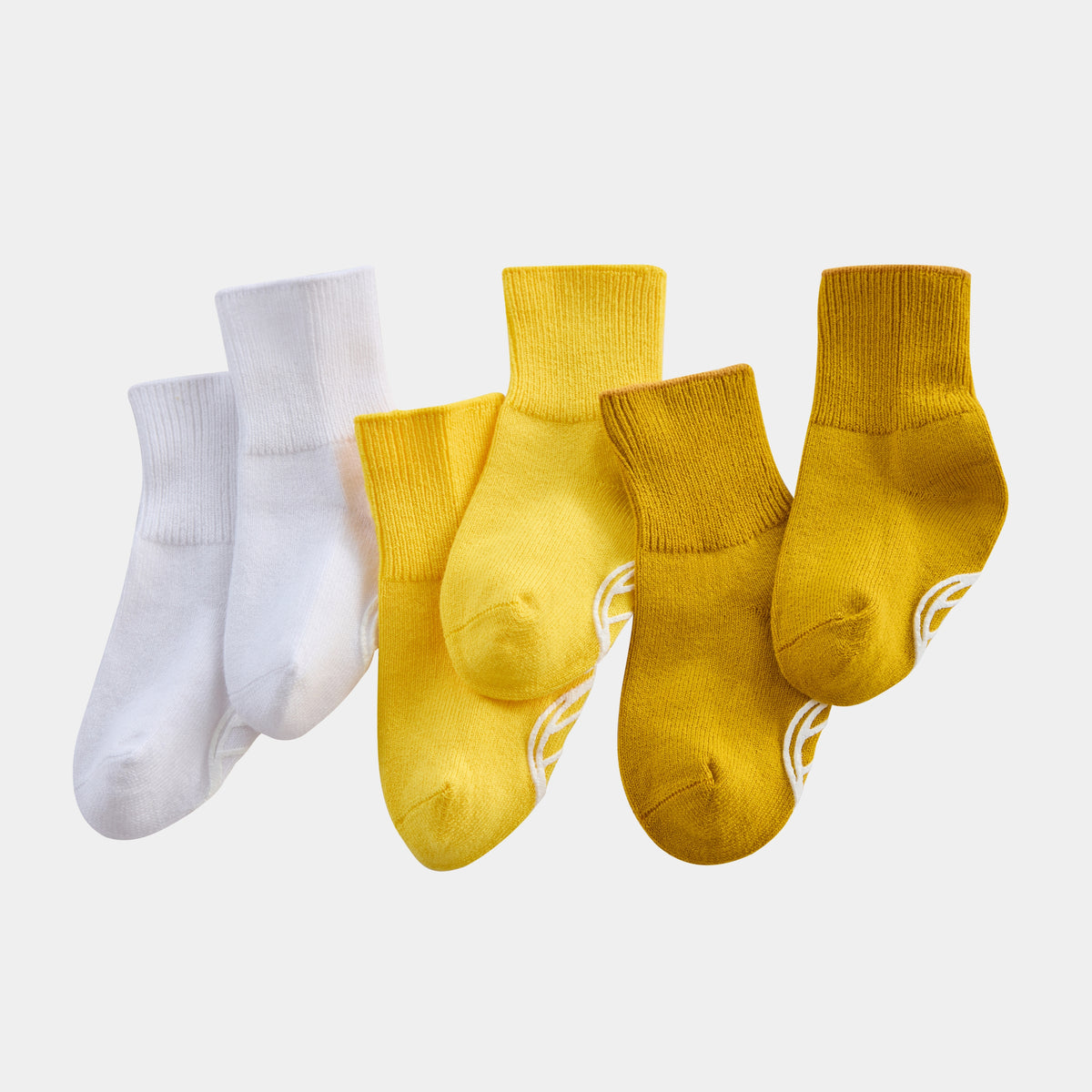 Silk Blended Anti Slip Socks - Yellow 3-Pair Set