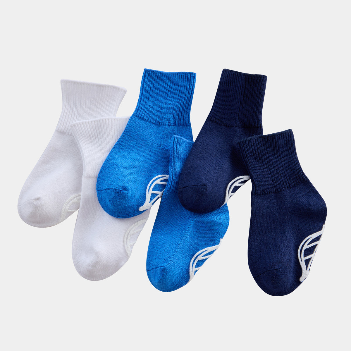 Silk Blended Anti Slip Socks - Blue 3-Pair Set